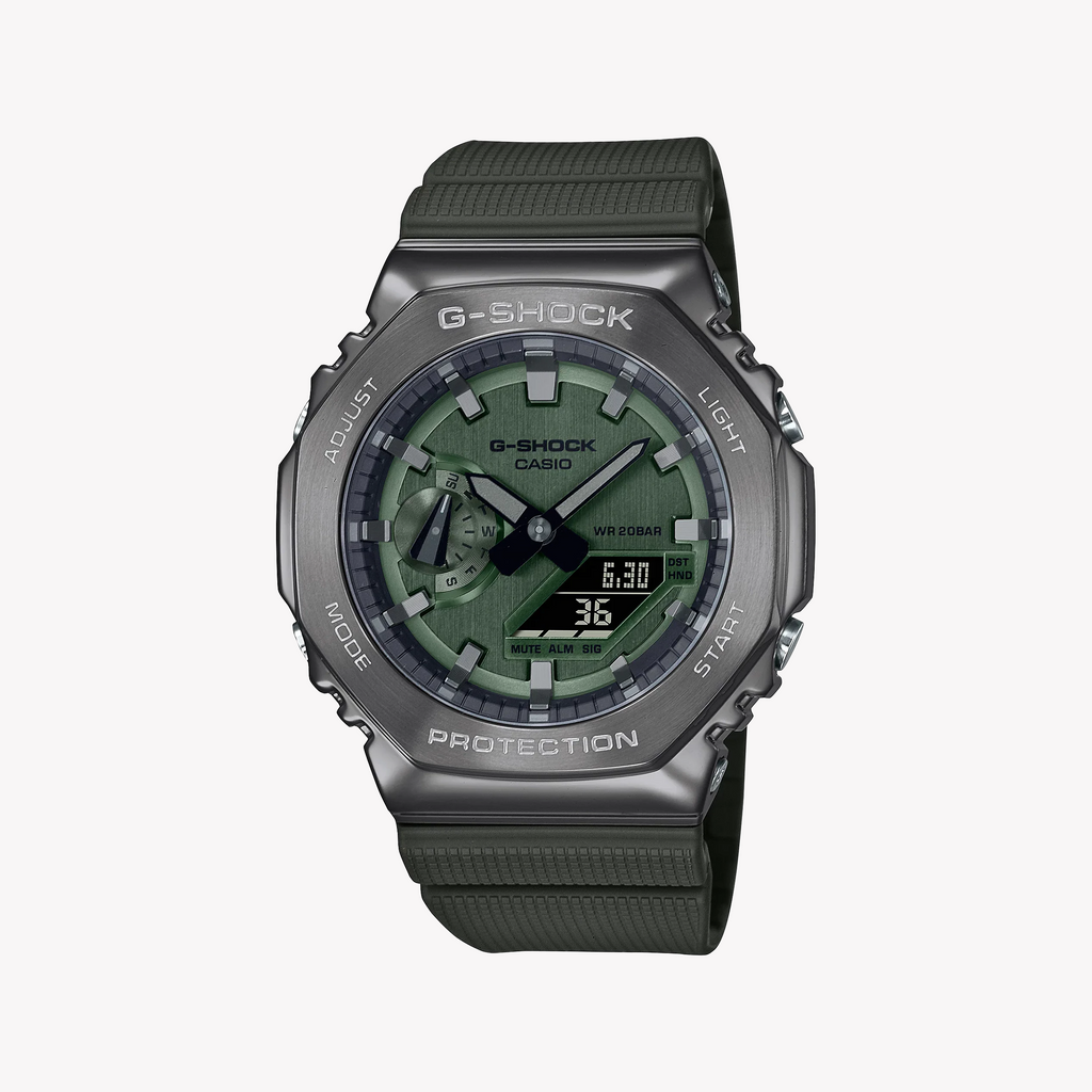 CASIO G-SHOCK GM-2100B-3ADR OAK - TOUGH LUXE MEN'S WATCH WITH GREEN DIAL & SILVER CASE
