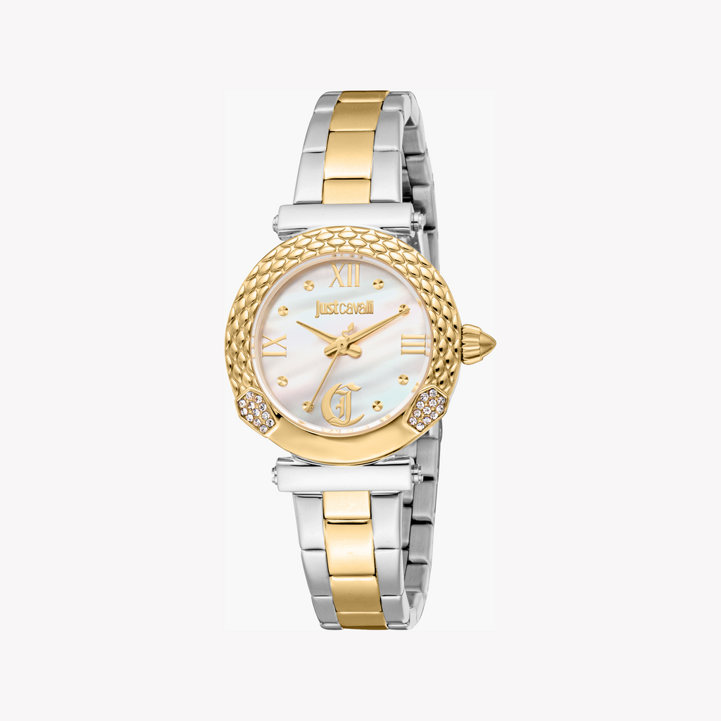 JUST CAVALLI JC1L332M0075 - ELEGANT MOTHER OF PEARL DIAL TWO-TONE STAINLESS STEEL WOMEN'S WATCH