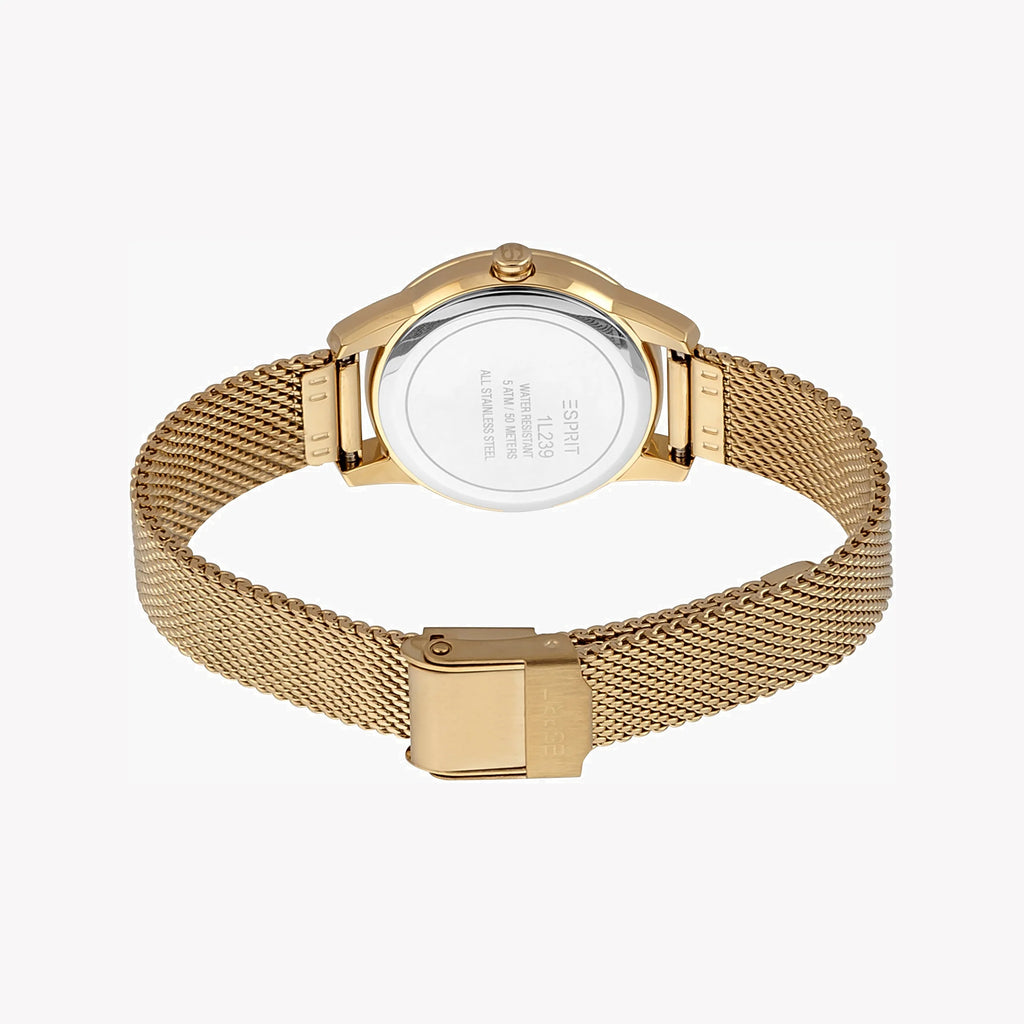 ESPRIT Women's Watch with Gold Stainless Steel Case and Gold Stainless Steel Band