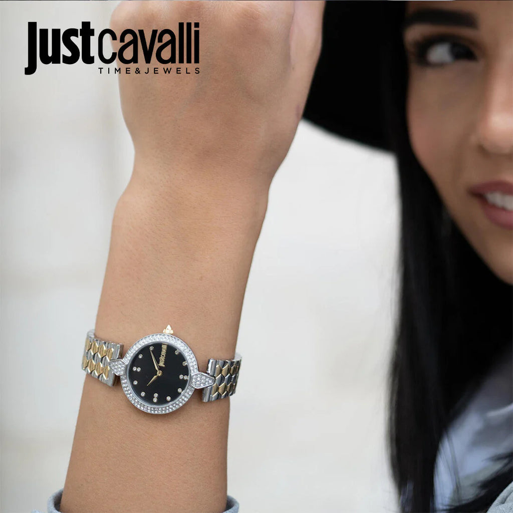 JUST CAVALLI Women's Watch with Silver Stainless Steel Case and Silver & Gold Stainless Steel Band