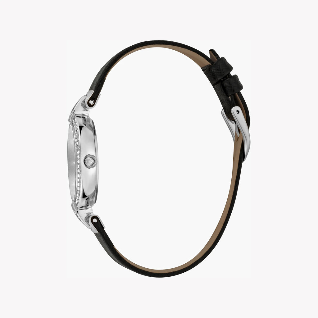 JUST CAVALLI Women's Watch with Silver Stainless Steel Case and Black Leather Band