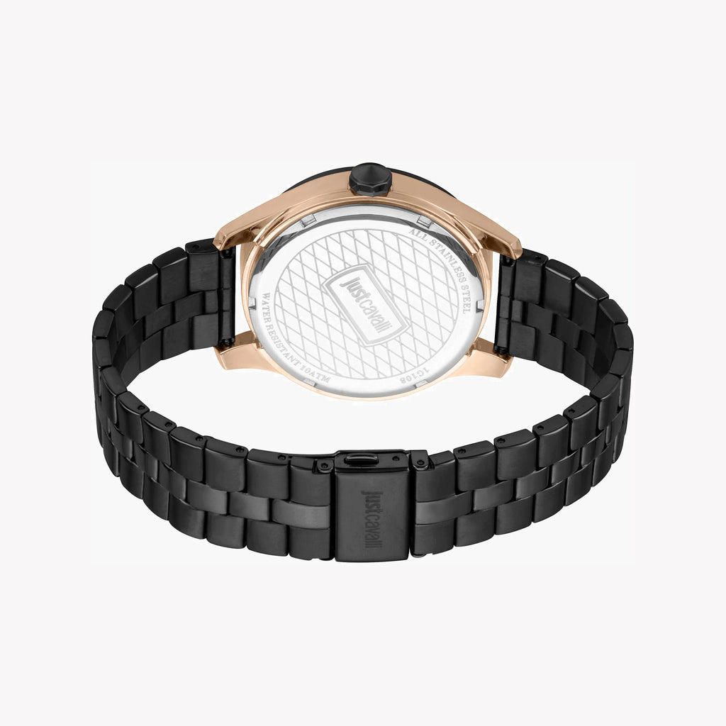 JUST CAVALLI JC1G108M0085 MEN'S ELEGANT GRAY DIAL - BLACK STAINLESS STEEL TIMEPIECE