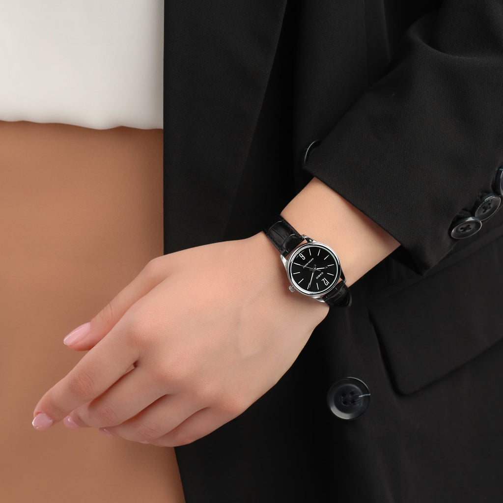 CASIO LTP-V005L-1BUDF ELEGANCE - STYLISH BLACK DIAL & LEATHER STRAP WOMEN'S WATCH