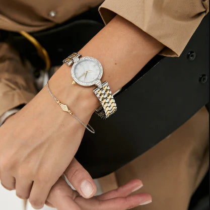 JUST CAVALLI Women's Watch with Silver Stainless Steel Case and Silver & Gold Stainless Steel Band