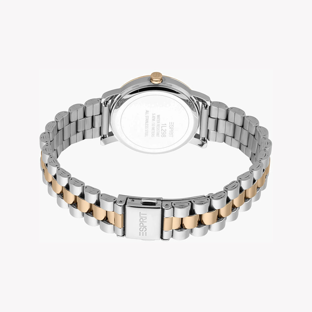 ESPRIT Women's Watch with Silver Stainless Steel Case and Silver & Rose Gold Stainless Steel Band