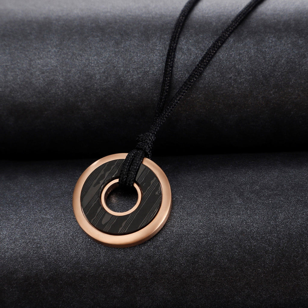 ZINK Men's Black Stainless Steel & Carbon Fiber Necklace | ZJPD027-RG