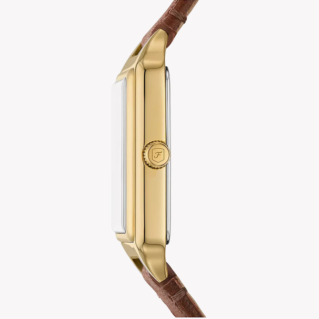 Raquel Three-Hand Date Medium Brown Leather Watch ES5303