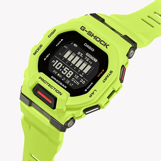 CASIO G-SHOCK GBD-200-9DR BOLD ADVENTURE - MEN'S SPORT WATCH with vibrant yellow design and advanced fitness tracking features.