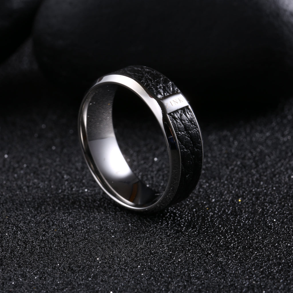 ZINK Men's Silver & Black Stainless Steel Ring | ZJRG015SPS