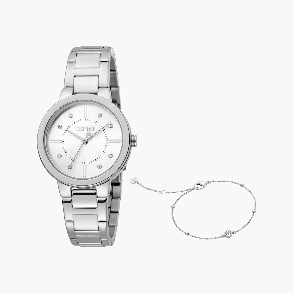 ESPRIT Women's Watch with Silver Stainless Steel Case and Silver Stainless Steel Band