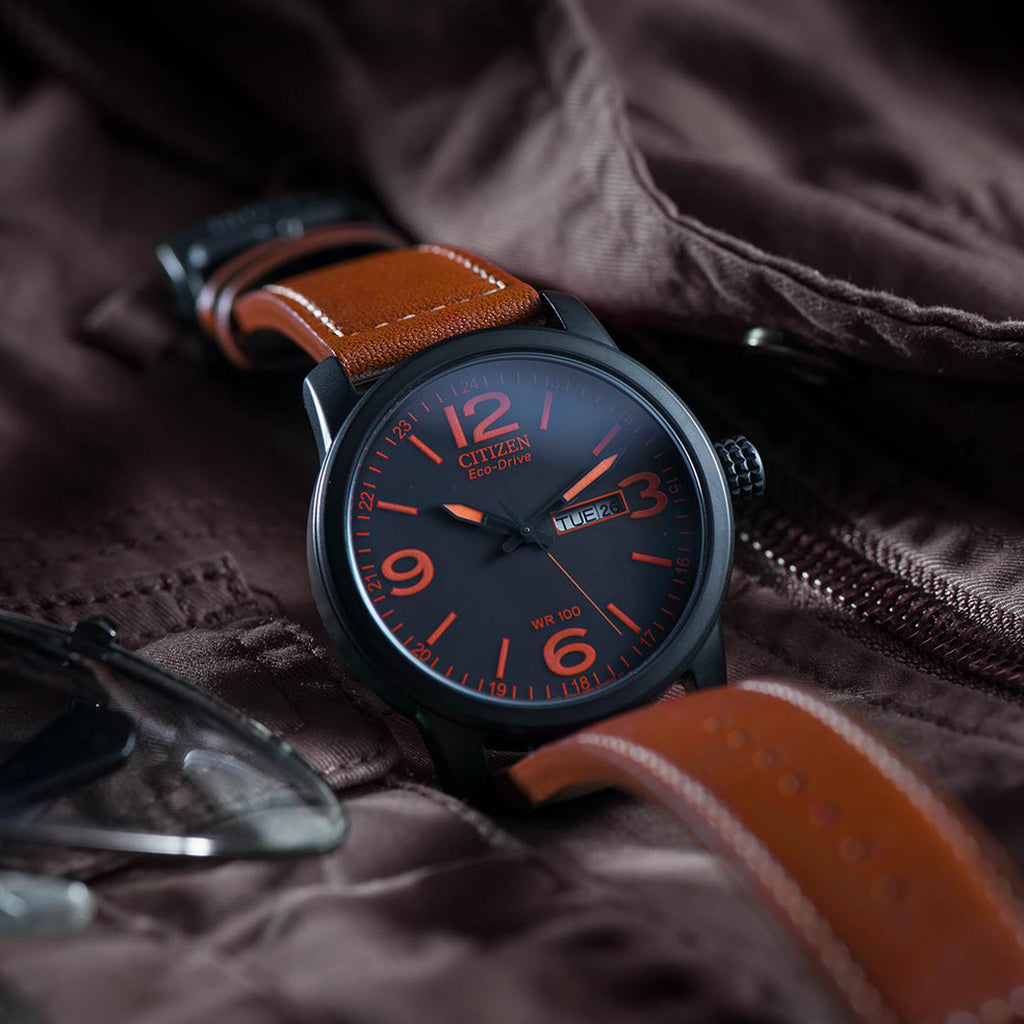 CITIZEN BM8475-26E BOLD PERFORMANCE - ELEGANT MEN'S ECO-DRIVE WATCH with Leather Band and Dark Gray Dial