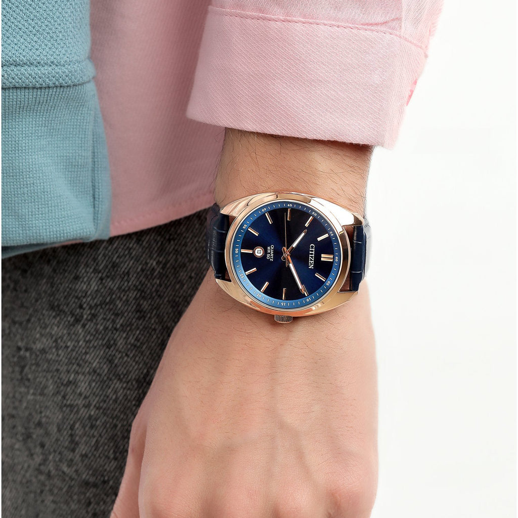 CITIZEN BI5093-01L - ELEGANT BLUE DIAL MEN'S WATCH WITH GOLD STAINLESS STEEL CASE