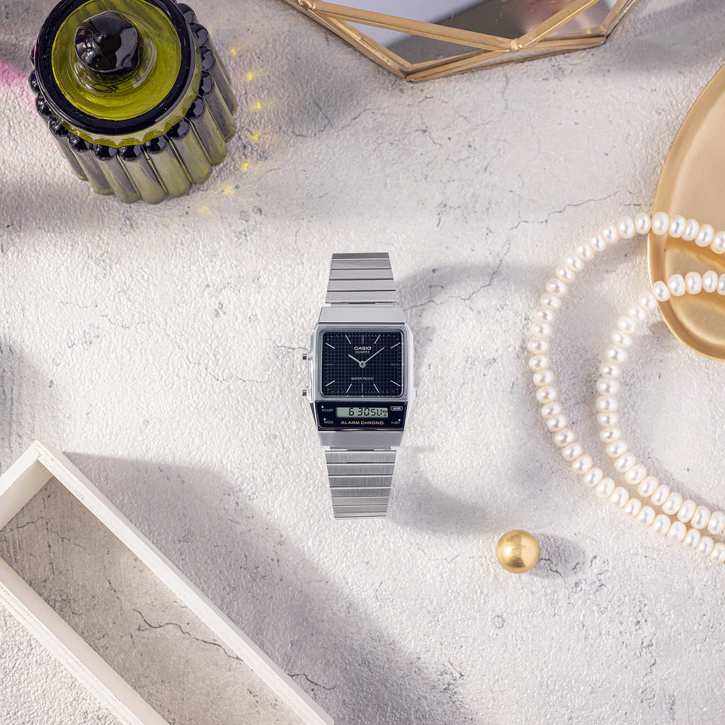 CASIO AQ-800E-1ADF - BOLD RETRO STYLE UNISEX WATCH WITH DUAL TIME ZONE & WATER RESISTANCE