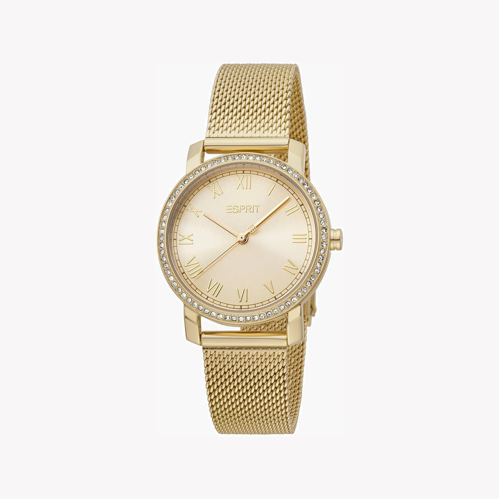 ESPRIT Women's Watch with Gold Stainless Steel Case and Gold Stainless Steel Band