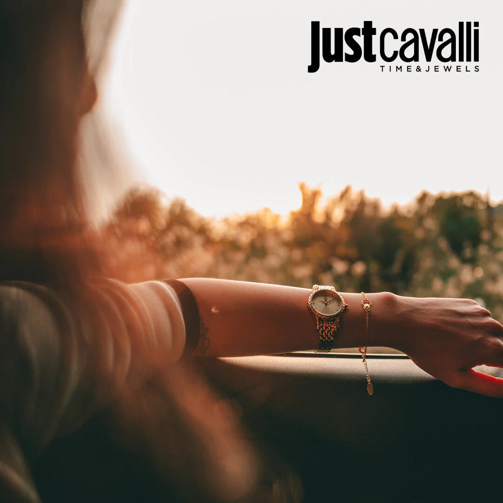 JUST CAVALLI Women's Watch with Gold Stainless Steel Case and Gold Stainless Steel Band