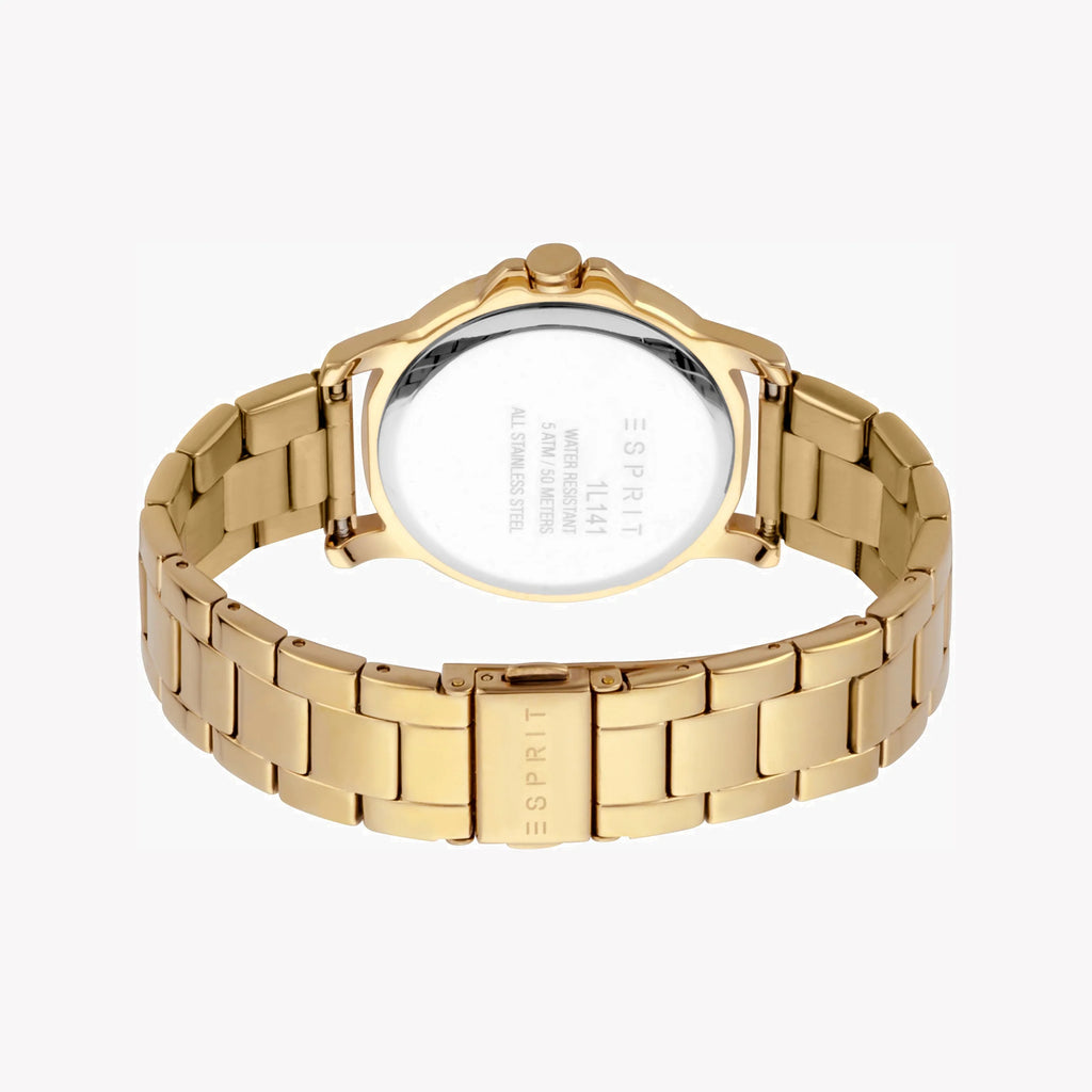ESPRIT Women's Watch with Gold Stainless Steel Case and Gold Stainless Steel Band