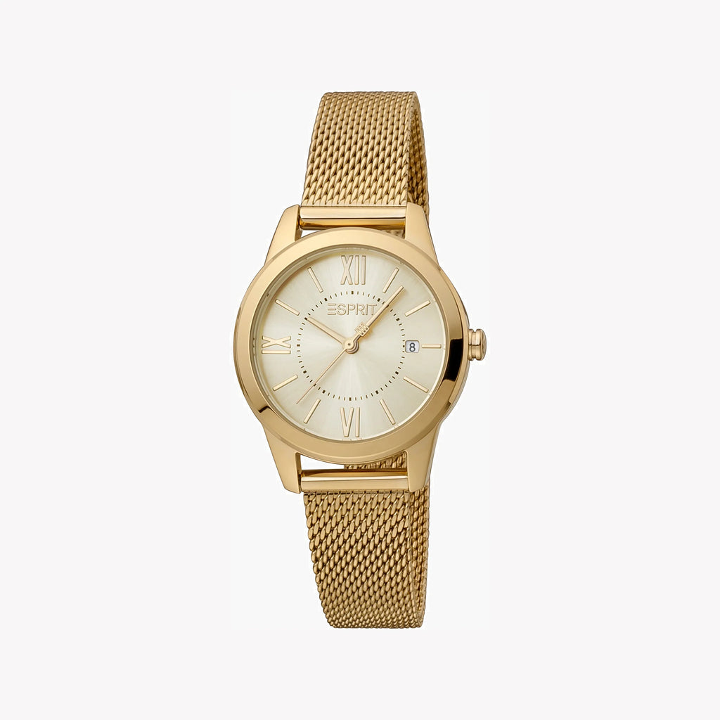 ESPRIT Women's Watch with Gold Stainless Steel Case and Gold Stainless Steel Band