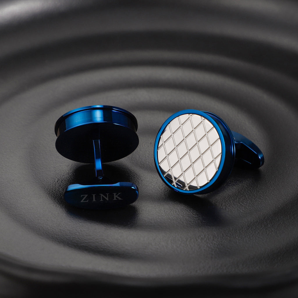 ZINK Men's Stainless Steel Blue & Silver Cufflink | ZJCL004BL
