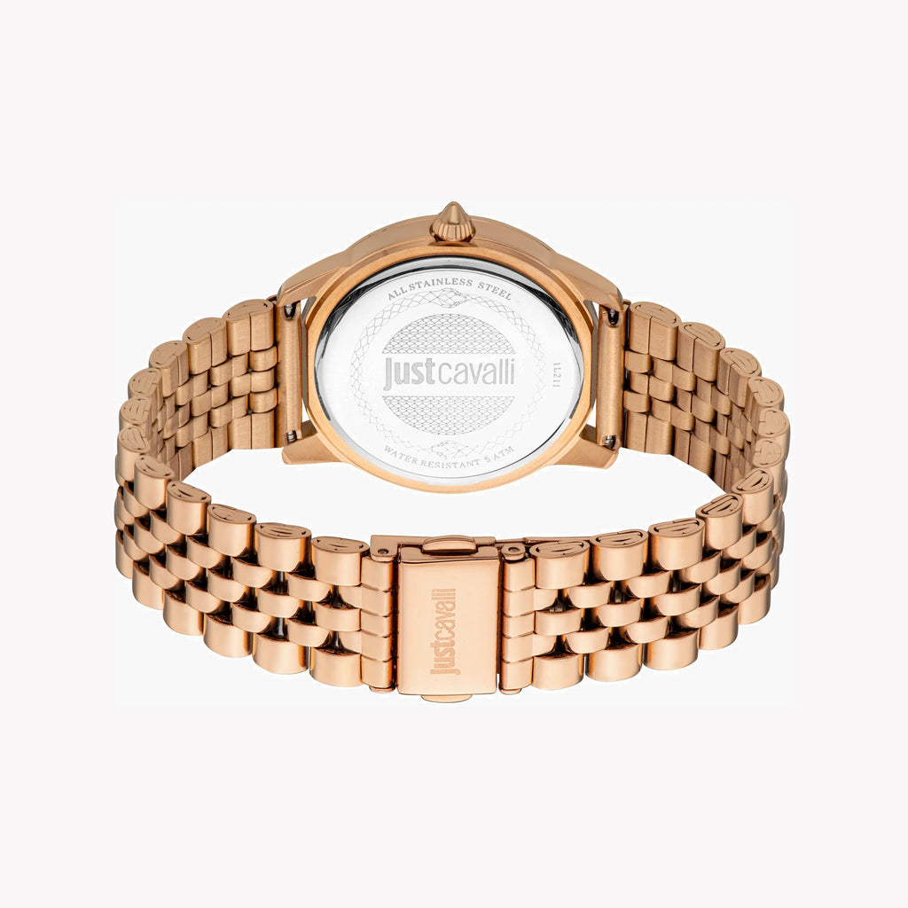 JUST CAVALLI Women's Watch with Rose Gold Stainless Steel Case and Rose Gold Stainless Steel Band
