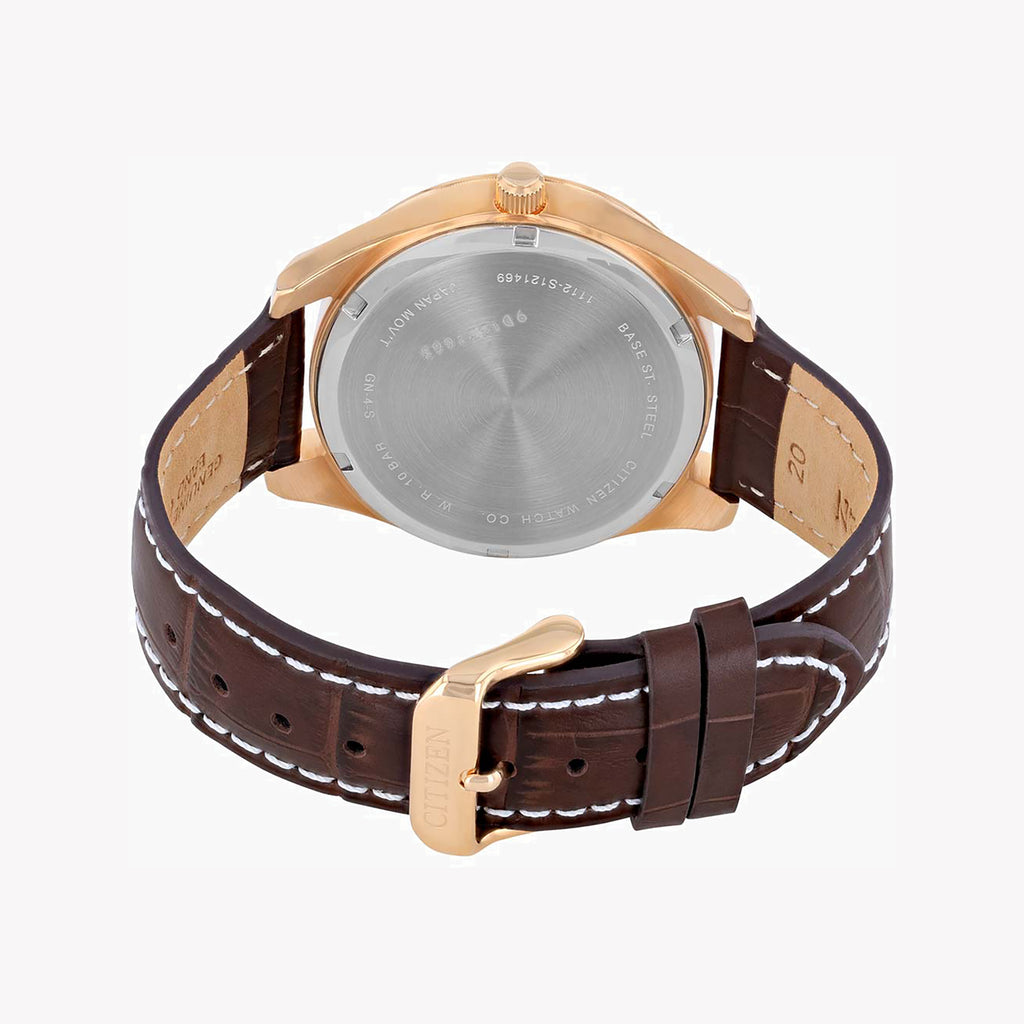 CITIZEN BI1033-04E - SOPHISTICATED GOLD & BLACK MEN'S WATCH WITH LUXURY LEATHER BAND