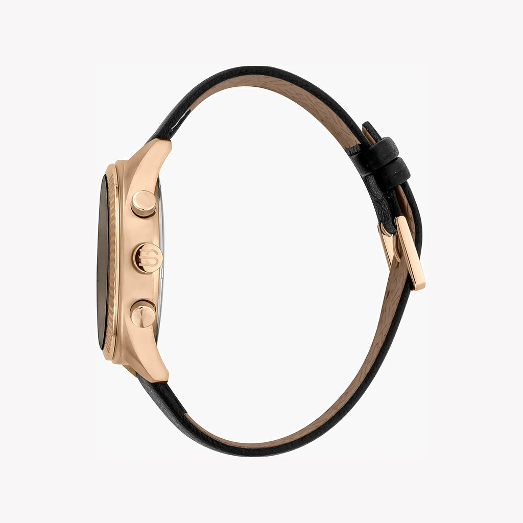 ESPRIT MEN'S TIMEPIECE - STYLISH BLACK LEATHER & ROSE GOLD - ELEGANT & DURABLE WATCH