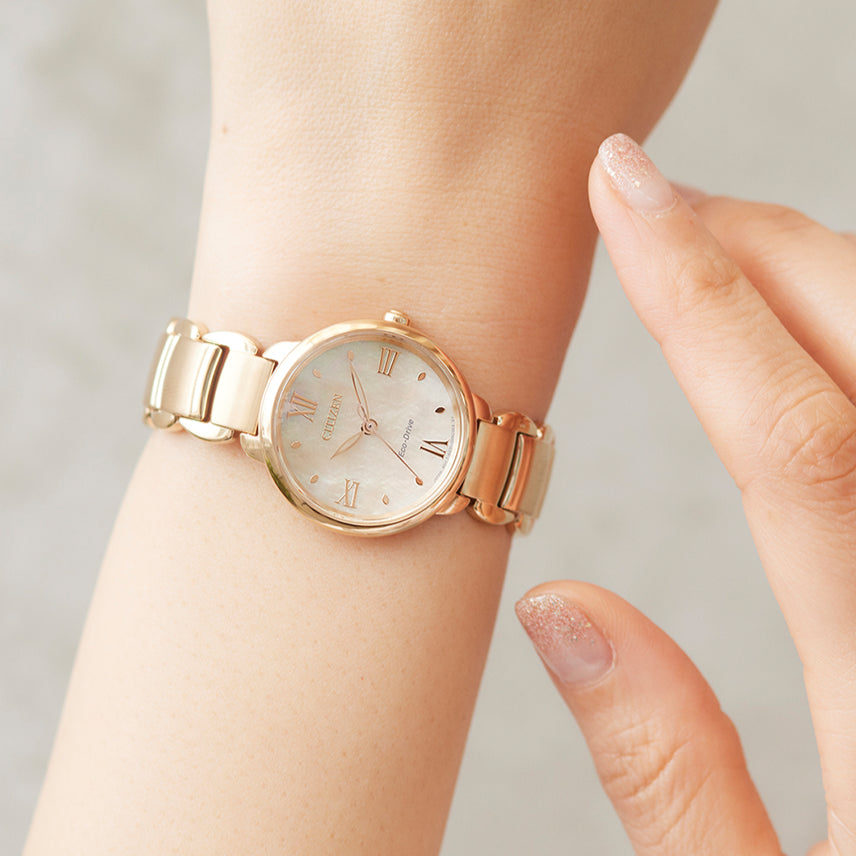 CITIZEN EM0929-81Y RADIANT CHARM - ELEGANT GOLD WOMEN'S WATCH WITH POWER RESERVE INDICATION