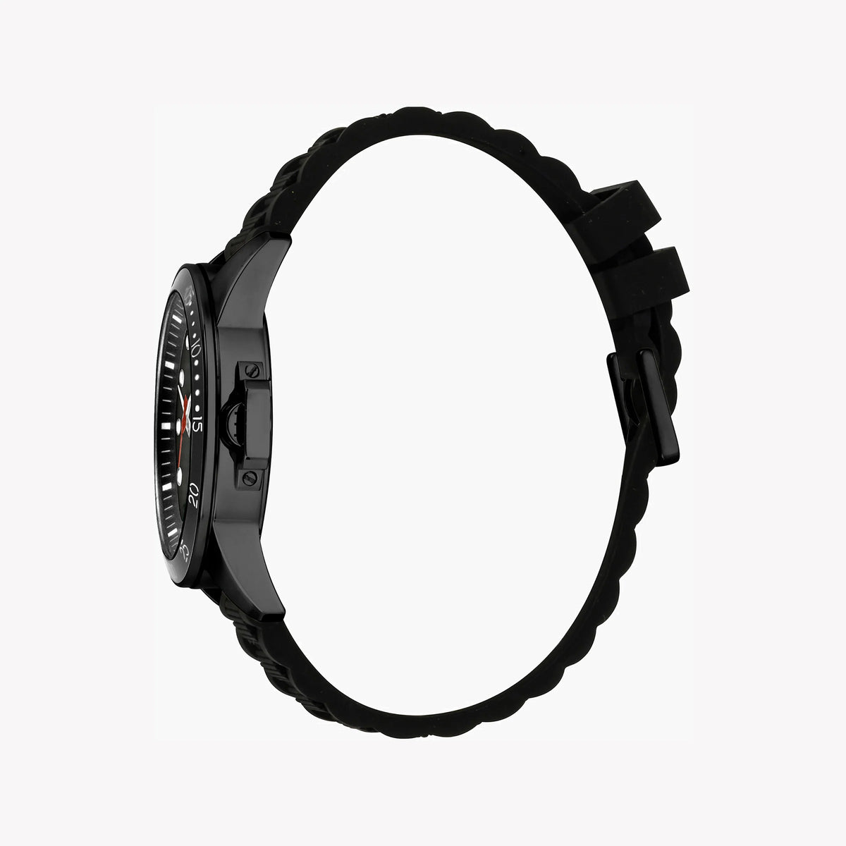 ESPRIT ELEGANT BLACK STAINLESS STEEL MEN'S WATCH - TIMELESS STYLE WITH RUBBER BAND