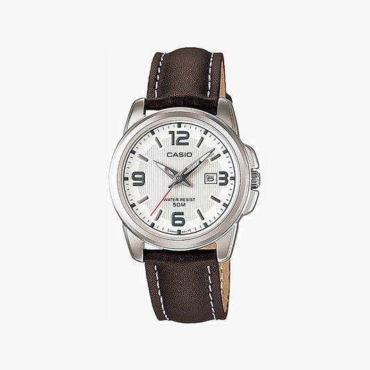 CASIO LTP-1314L-7AVDF - SPORTY SOPHISTICATION WOMEN'S WATCH WITH STYLISH LEATHER BAND AND WHITE DIAL
