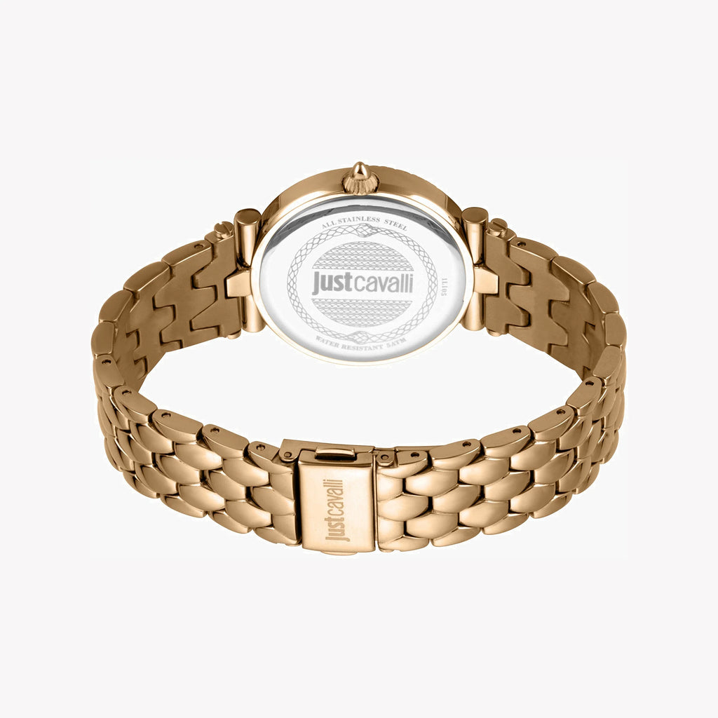 JUST CAVALLI Women's Watch with Rose Gold Stainless Steel Case and Rose Gold Stainless Steel Band