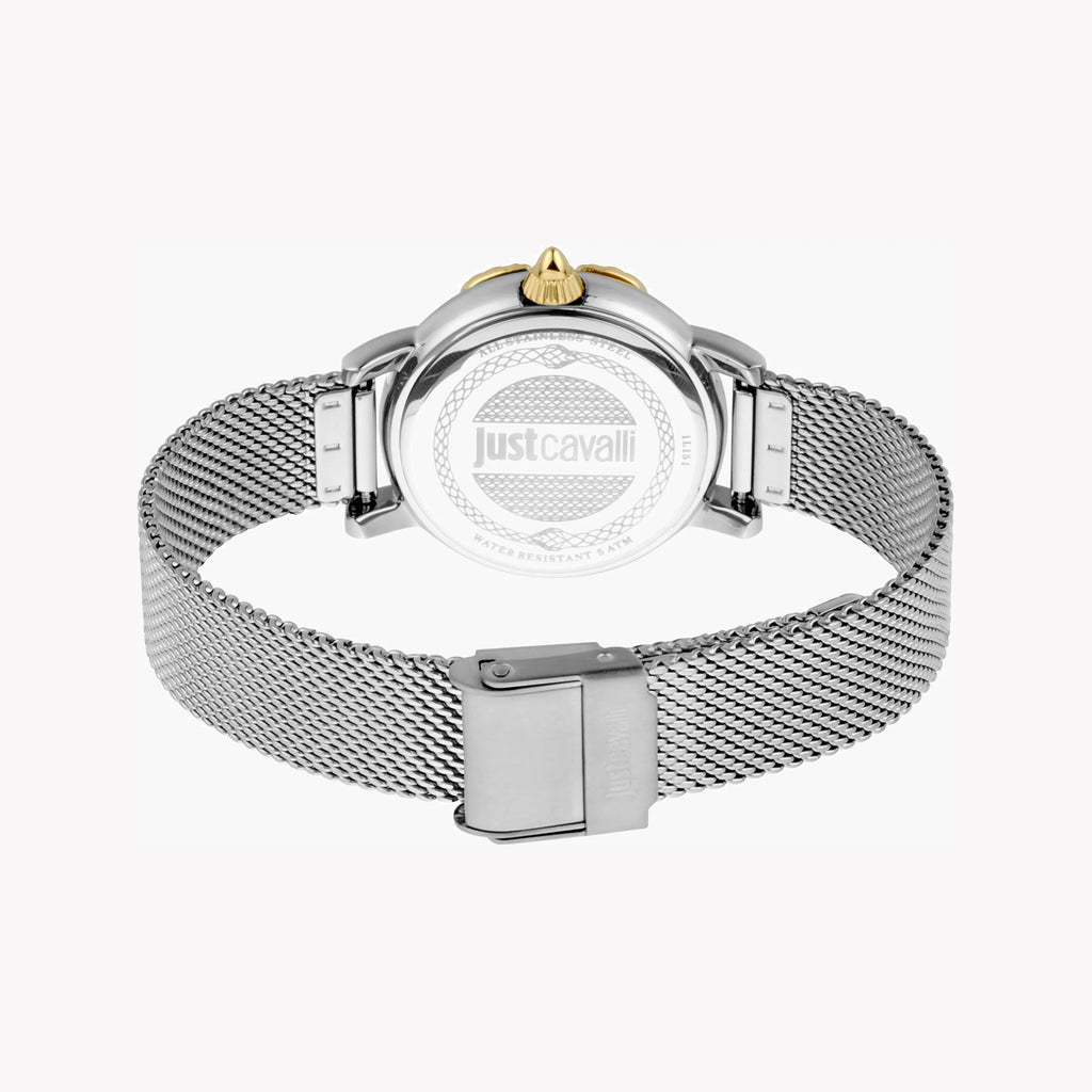 JUST CAVALLI Women's Watch with Silver Stainless Steel Case and Silver Stainless Steel Band