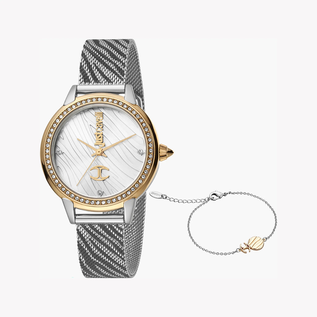JUST CAVALLI Women's Watch with Silver Stainless Steel Case and Silver Stainless Steel Band