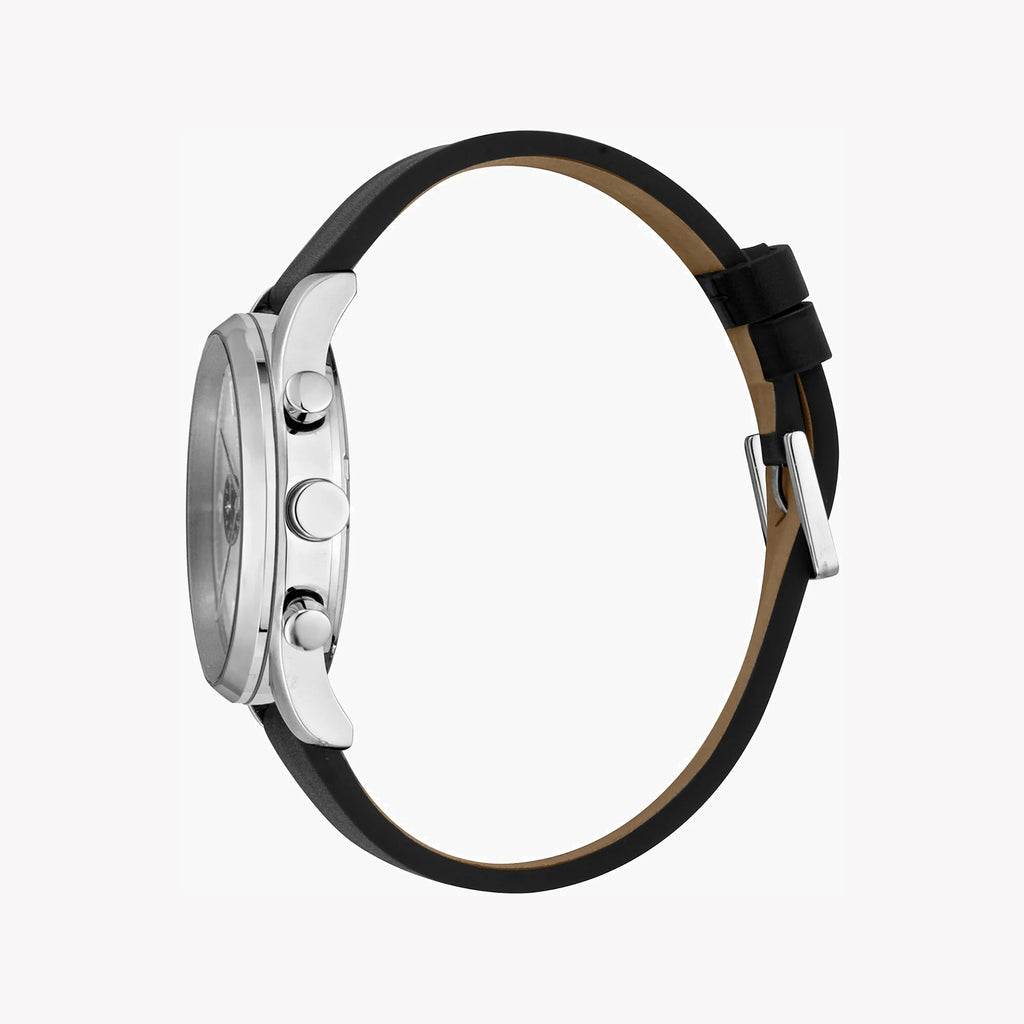 ESPRIT MEN'S CLASSIC TIMEPIECE - STYLISH BLACK LEATHER BAND & SILVER DIAL 42MM