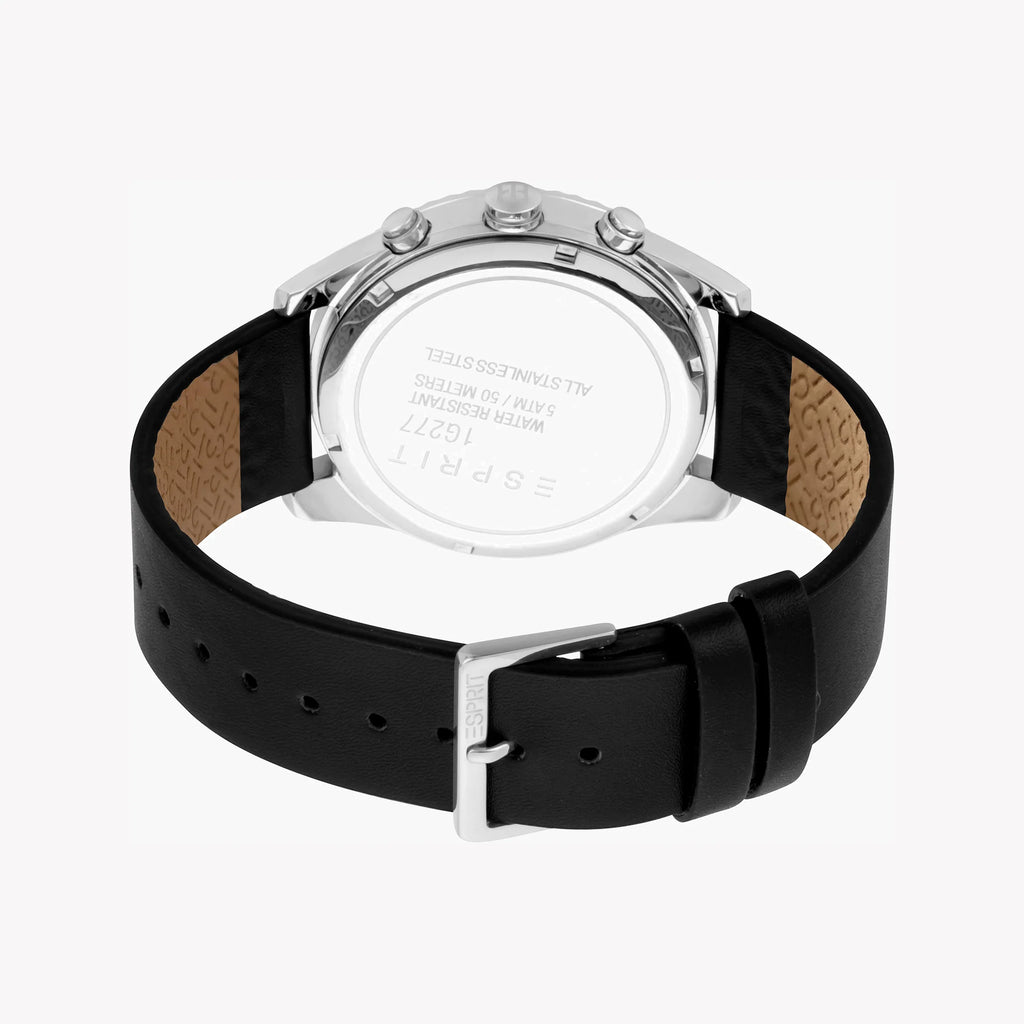 ESPRIT MEN'S CLASSIC TIMEPIECE - STYLISH BLACK LEATHER & SILVER DIAL
