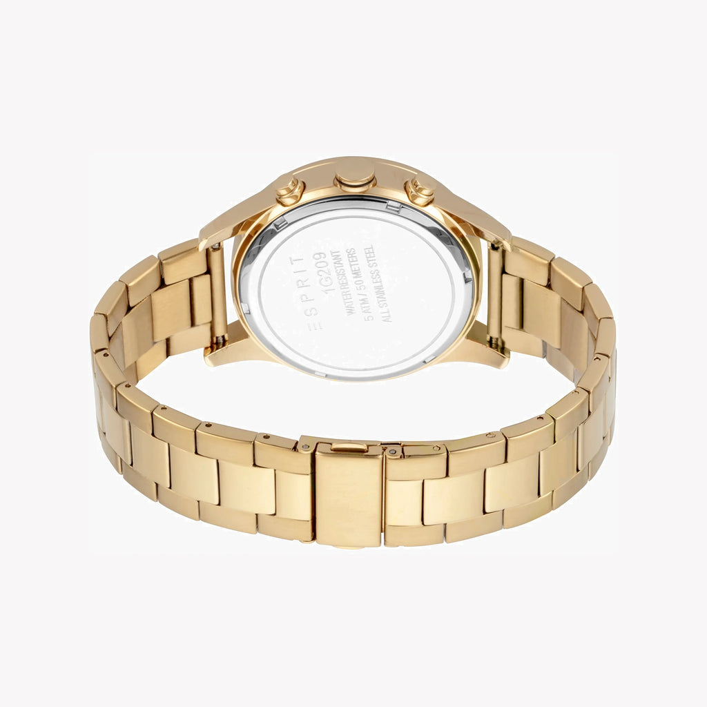 ESPRIT MEN'S ELEGANCE - GOLD STAINLESS STEEL BAND & BLACK DIAL TIMEPIECE