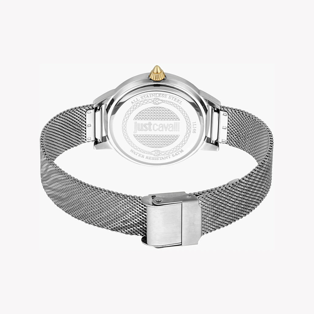 JUST CAVALLI Women's Watch with Silver Stainless Steel Case and Silver Stainless Steel Band