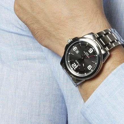 CASIO MTP-1314D-1AVDF ELEGANT SPORT - STAINLESS STEEL MEN'S WATCH with black dial and silver band