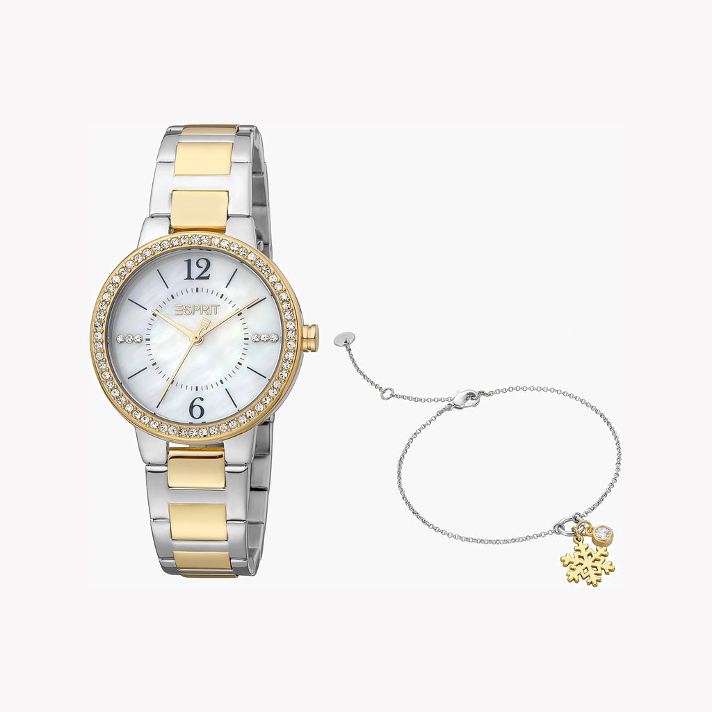 ESPRIT Women's Watch with Silver & Gold Stainless Steel Case and Silver & Gold Stainless Steel Band