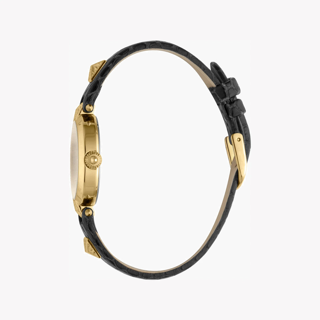 JUST CAVALLI Women's Watch with Gold Stainless Steel Case and Black Leather Band
