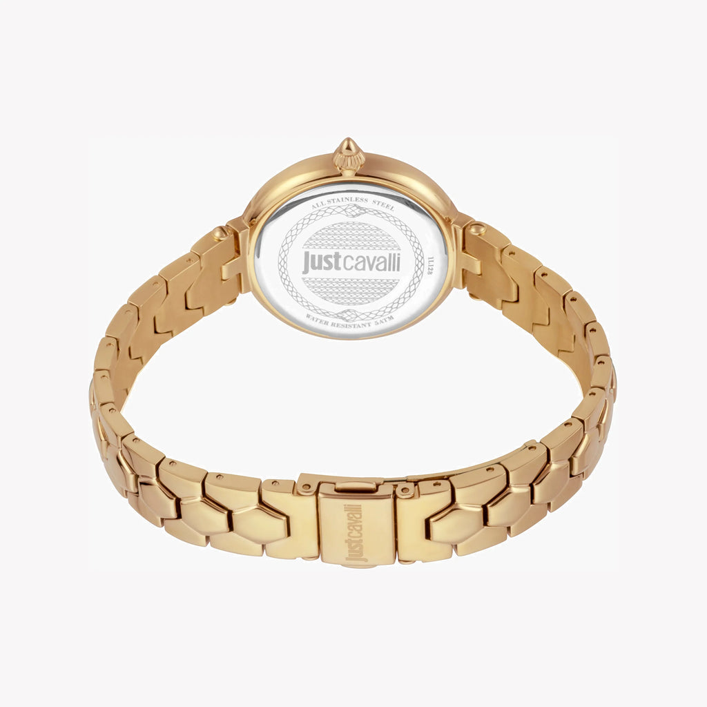 JUST CAVALLI Women's Watch with Gold Stainless Steel Case and Gold Stainless Steel Band