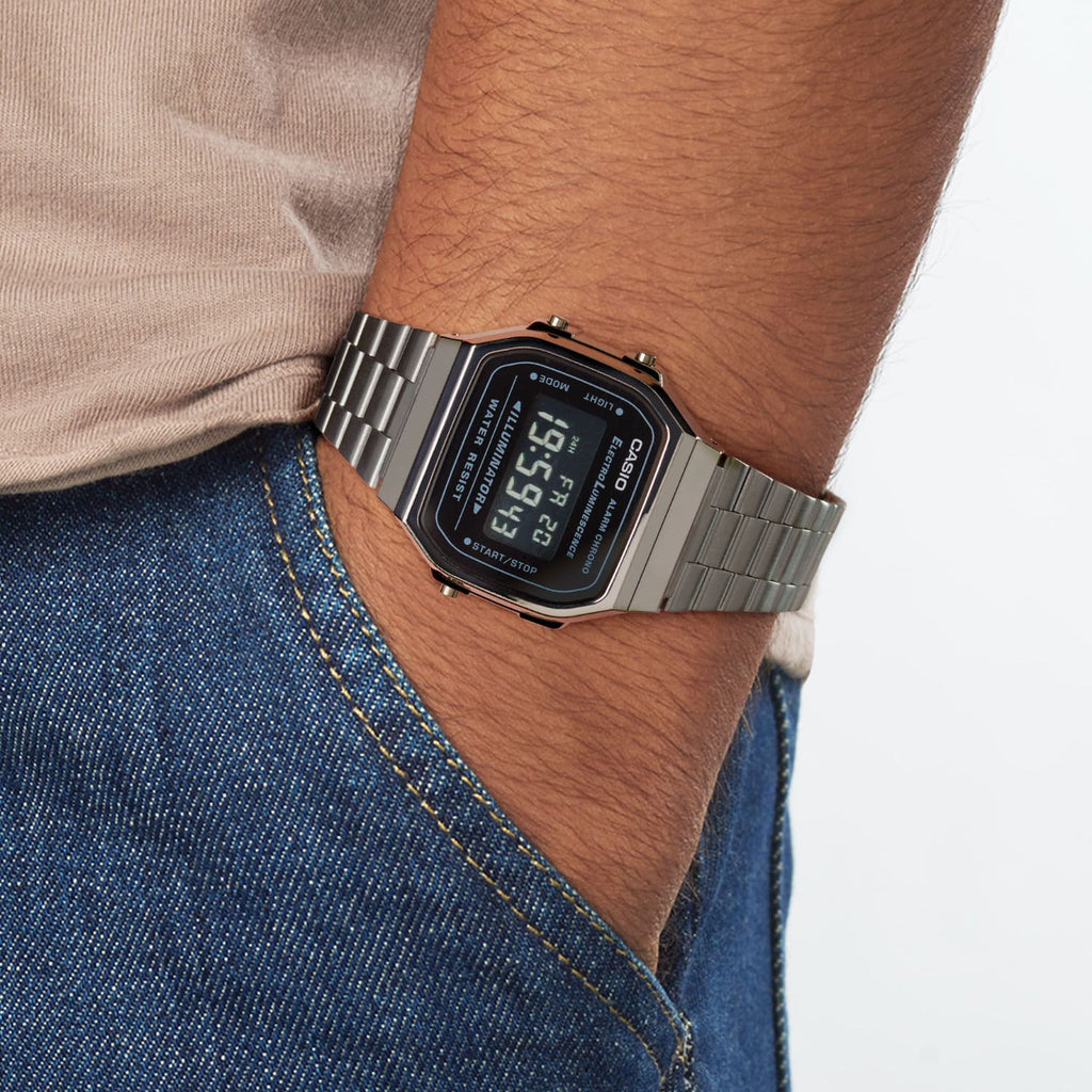 CASIO A168WGG-1BDF SPORTY STYLISH TIMEPIECE - VERSATILE BLACK DIGITAL WATCH