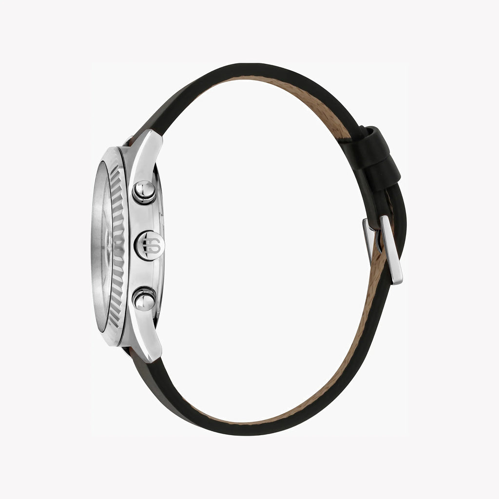 ESPRIT MEN'S CLASSIC TIMEPIECE - STYLISH BLACK LEATHER & SILVER DIAL