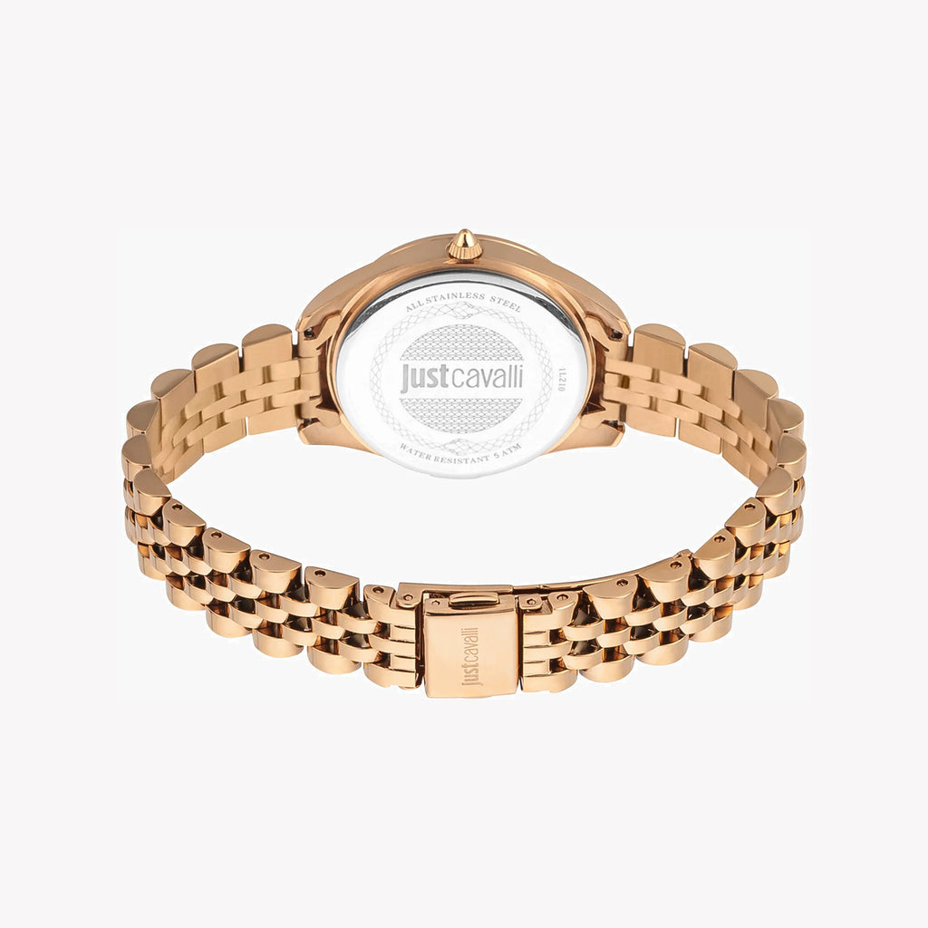 JUST CAVALLI Women's Watch with Rose Gold Stainless Steel Case and Rose Gold Stainless Steel Band