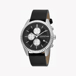 ESPRIT MEN'S STYLISH BLACK LEATHER WATCH - TIMELESS ELEGANCE WITH STAINLESS STEEL CASE