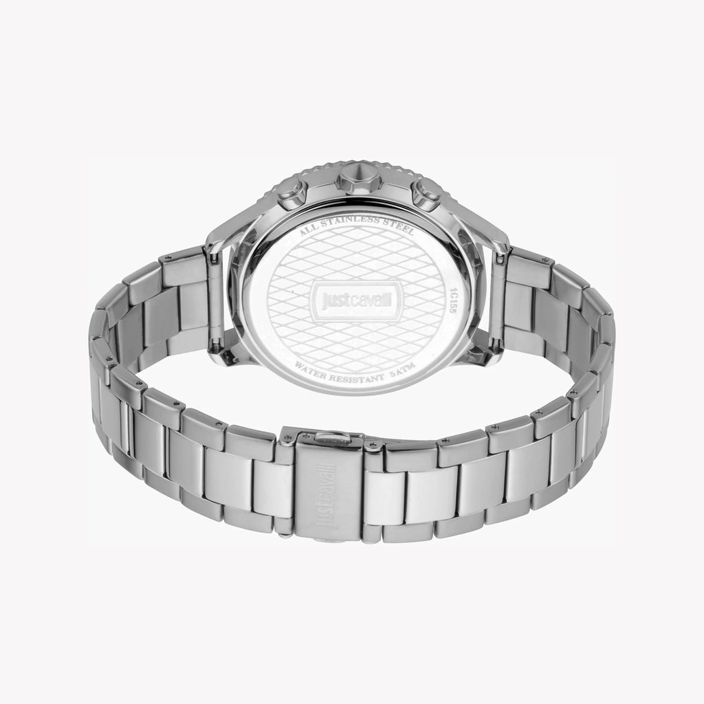 JUST CAVALLI JC1G155M0055 - ELEGANT SILVER & BLUE MEN'S WATCH - SOPHISTICATION REDEFINED