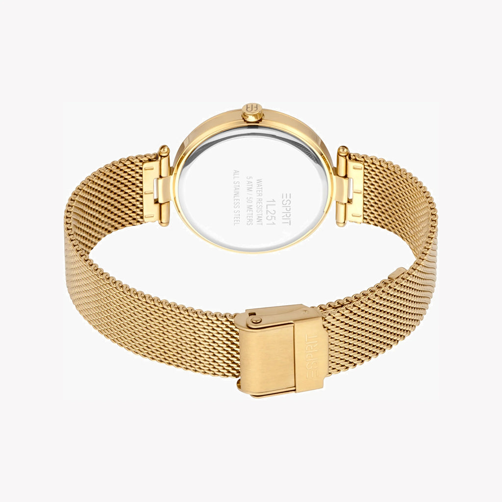 ESPRIT Women's Watch with Gold Stainless Steel Case and Gold Stainless Steel Band