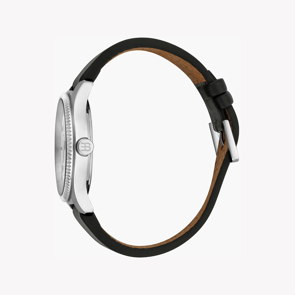 ESPRIT MEN'S ELEGANCE - STYLISH BLACK LEATHER & SILVER DIAL TIMEPIECE