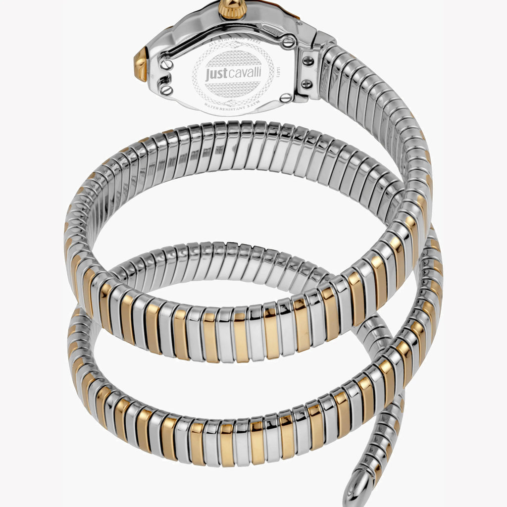 JUST CAVALLI Women's Watch with Silver Stainless Steel Case and Silver & Gold Stainless Steel Band
