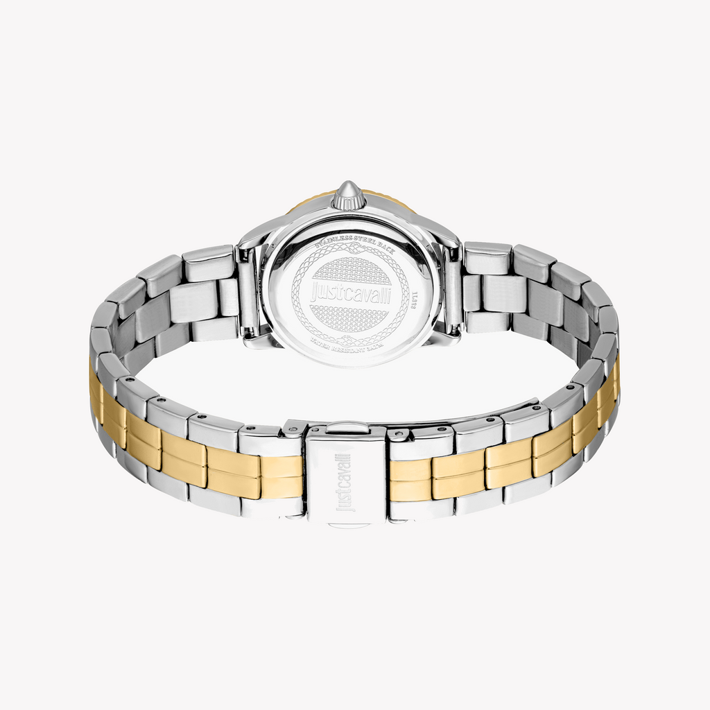 JUST CAVALLI JC1L328M0085 FASHIONISTA - ELEGANT TWO-TONE WOMEN'S WATCH WITH DARK GREEN DIAL