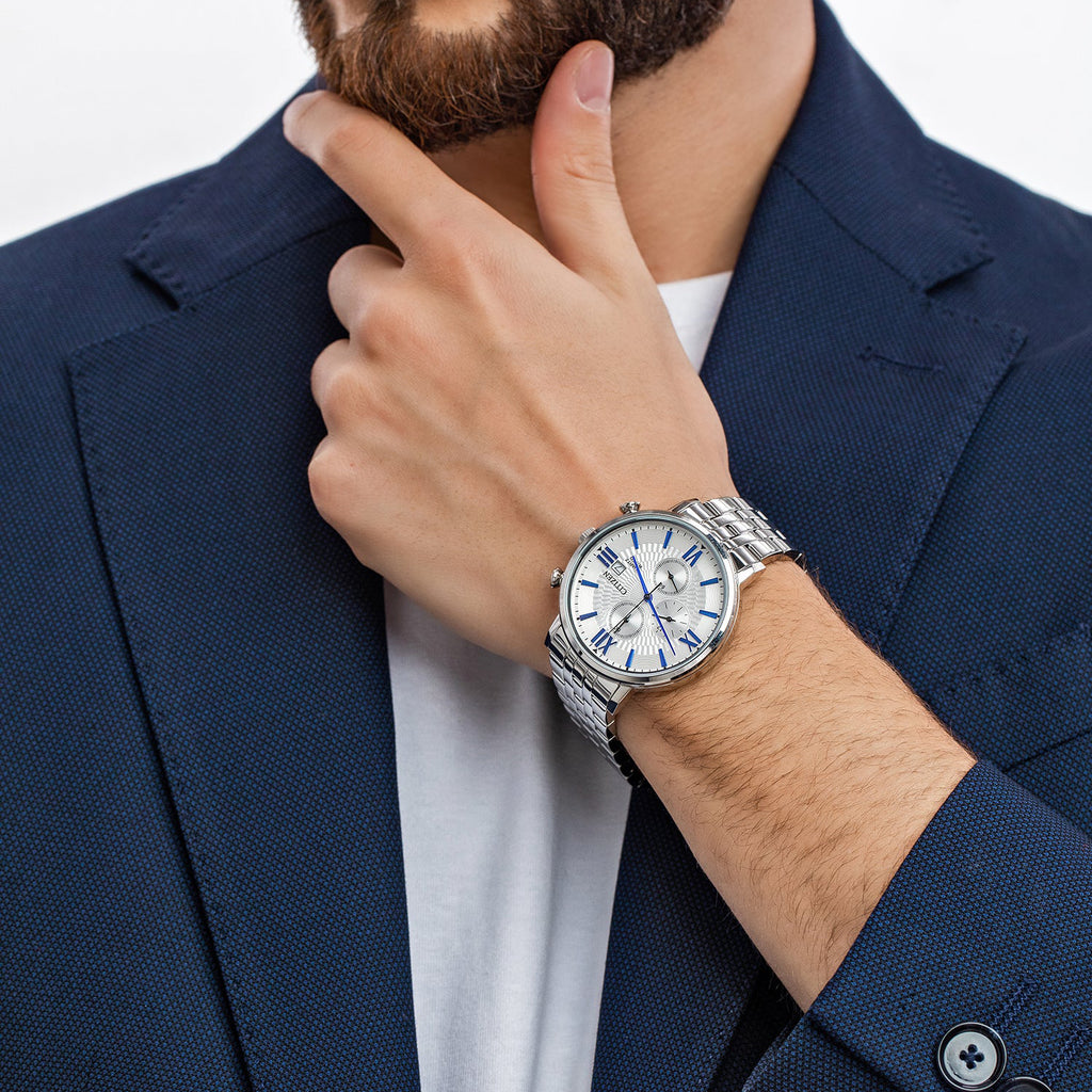 CITIZEN AN3610-71A - SILVER STUNNER: Men's Precision Chronograph Watch with Multi-Dial Functionality