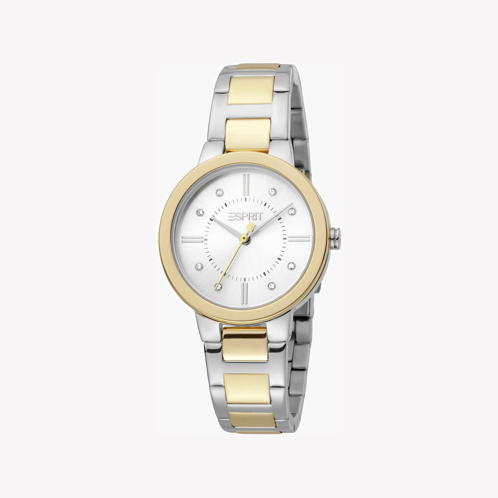 ESPRIT Women's Watch with Silver Stainless Steel Case and Silver & Gold Stainless Steel Band